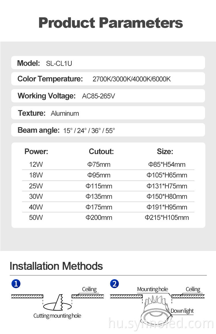 Aluminum Led Downlight For Synno Lighting